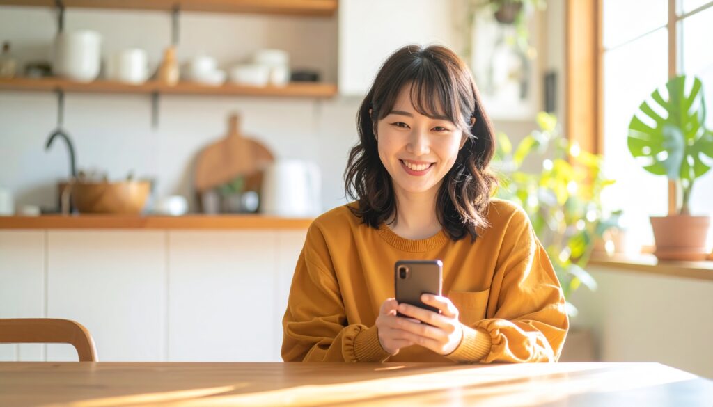 明るく笑顔のママ